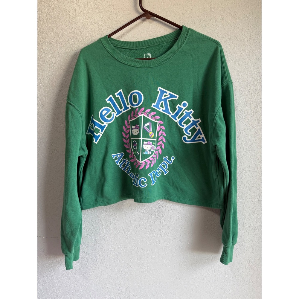 Hello Kitty Sanrio Athletic Dept Cropped Sweatshirt Green XXL Hybrid Apparel